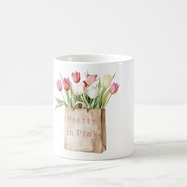 Caneca De Café Flores de Tulipa Rosa Vermelho Amarelo Branco em S (Centro)