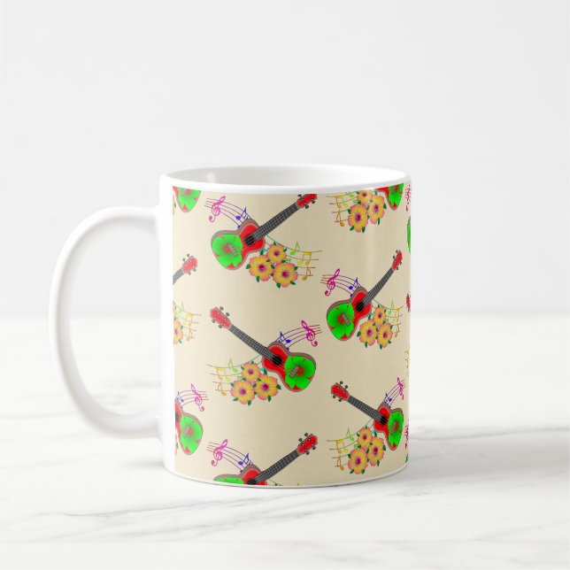 Caneca De Café Flores de Ukulele Hibiscus Havaianos (Esquerda)