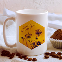 Caneca De Café Flores de Umbelo Selvagens Destaques Roxos e Elega