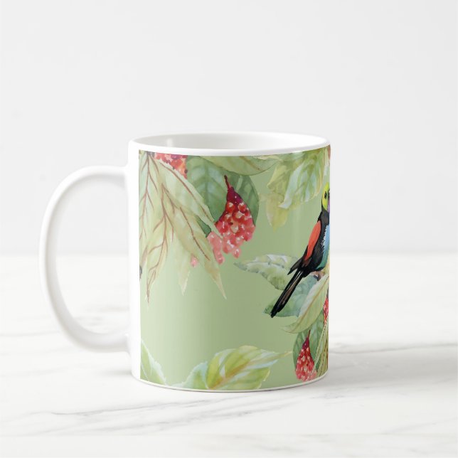 Caneca De Café Flores de Verão: Padrão Tropical (Esquerda)