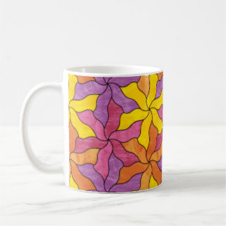 Caneca De Café Flores De Vidro Tesseladas