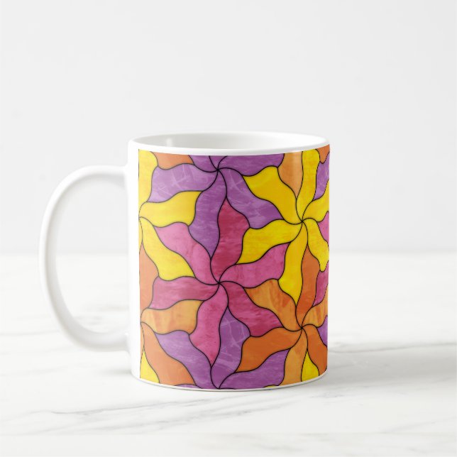 Caneca De Café Flores De Vidro Tesseladas (Esquerda)