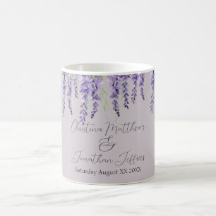 Caneca De Café Flores de Wistéria Roxa em Lavanda Elegante