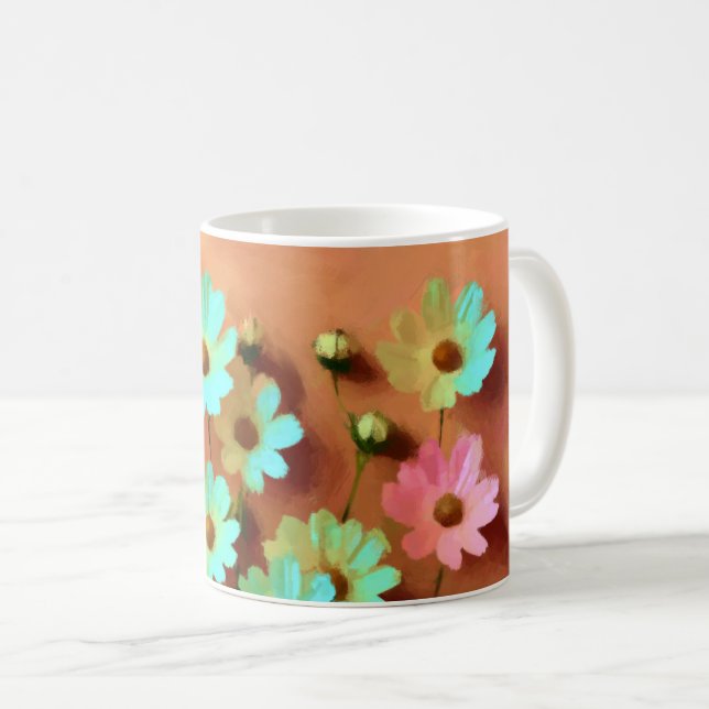 Caneca De Café Flores de Zinnia Elegans (Frente Esquerda)