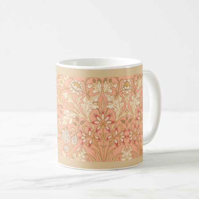 Caneca De Café Flores Decorativas Rosa Pastel (Frente Esquerda)