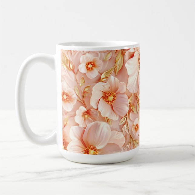 Caneca De Café Flores Delicadas em Pedras de Pêssego (Esquerda)