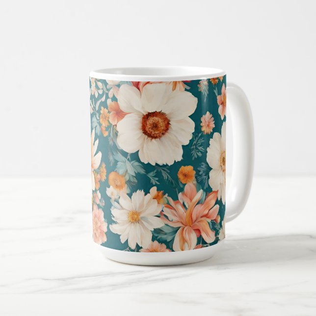 Caneca De Café Flores Delicadas Incríveis (Frente Esquerda)