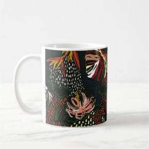 Caneca De Café Flores desenhadas à mão, floresta tropical de palm