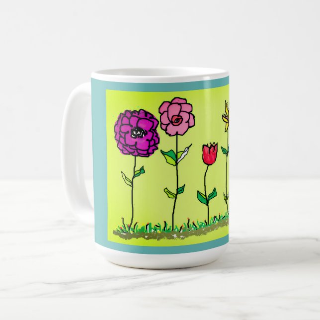 Caneca de Café - Flores Digitais (Frente Esquerda)