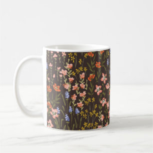 Caneca De Café Flores Ditsy: Padrão Vintage Mille-Fleur