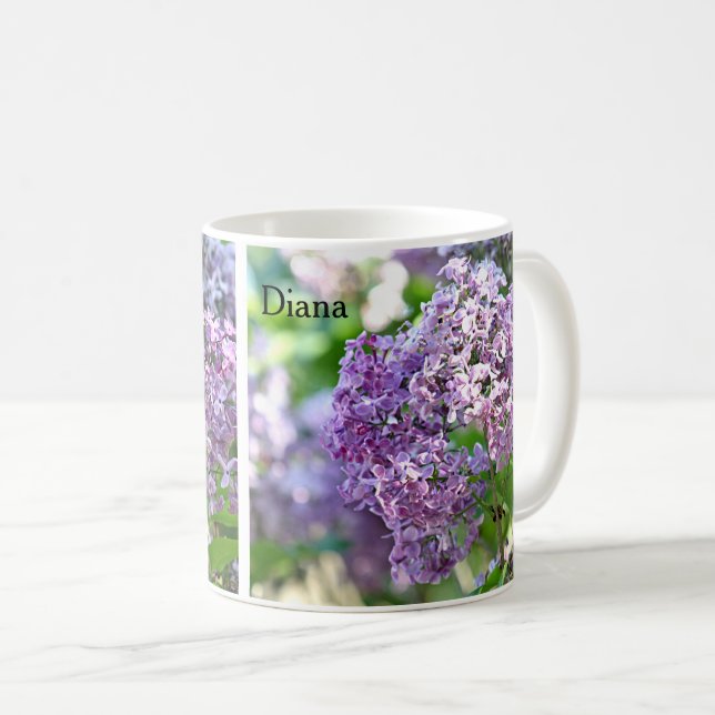 Caneca De Café Flores do Lilac (Frente Esquerda)