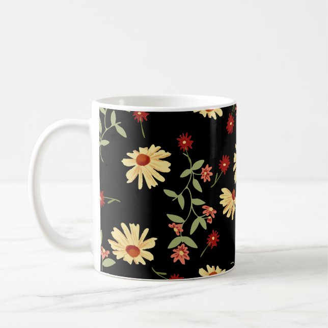 Caneca De Café Flores do outono: Harmonia Vermelho-Laranja. (Esquerda)