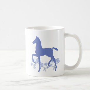 Caneca De Café Flores do potro de Saddlebred no azul