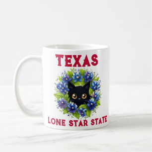Caneca De Café Flores do Texas Gato de Bluebonnets Gato-Gato-Gato