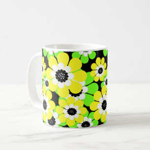 Caneca De Café Flores do verde amarelo