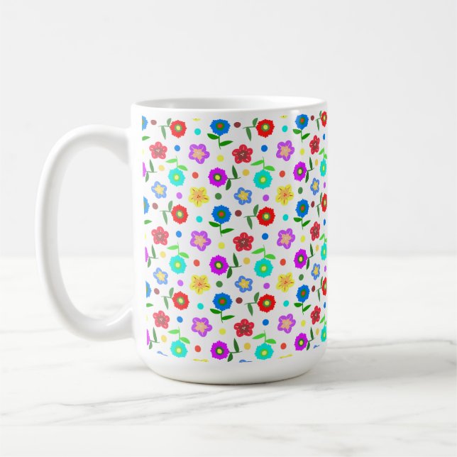 Caneca De Café Flores e Bolinhas (Esquerda)