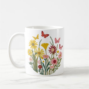Caneca De Café Flores e borboletas