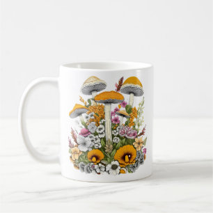 Caneca De Café Flores E Cogumelos Bonitos