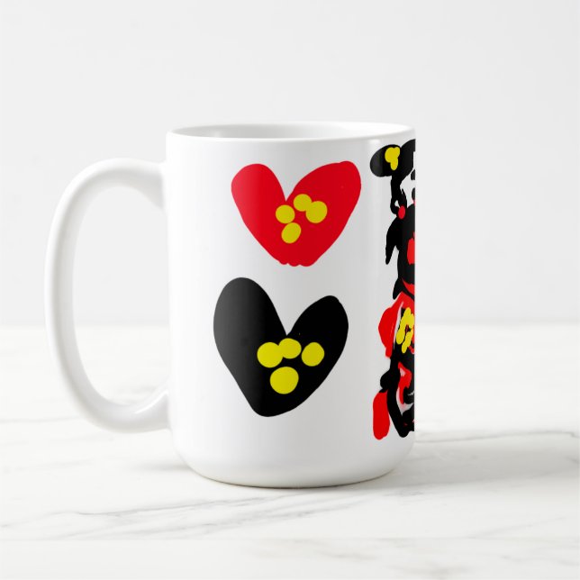 Caneca De Café Flores e dia de São Valentim preto e vermelho (Esquerda)
