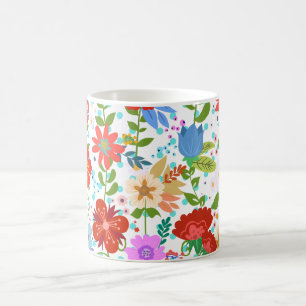 Caneca De Café Flores E Folhas