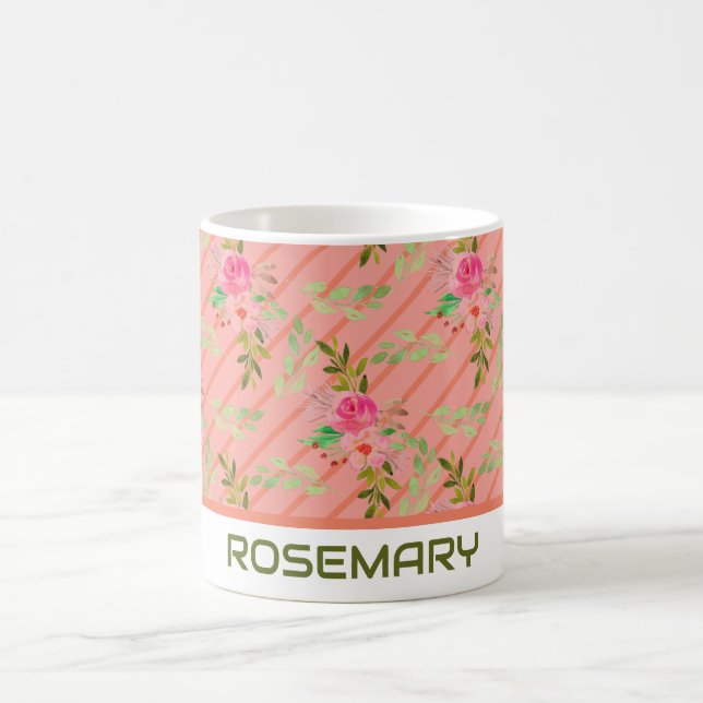 Caneca De Café Flores E Folhas De Café Personalizado (Centro)