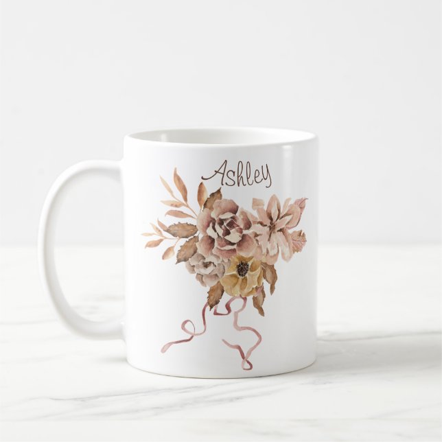 Caneca De Café Flores e Folhas de outono (Esquerda)