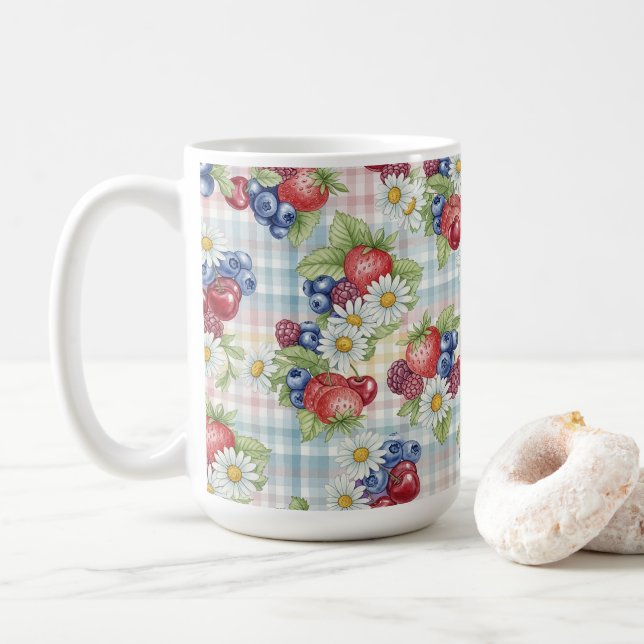 Caneca De Café Flores e Frutas (Com Donut)