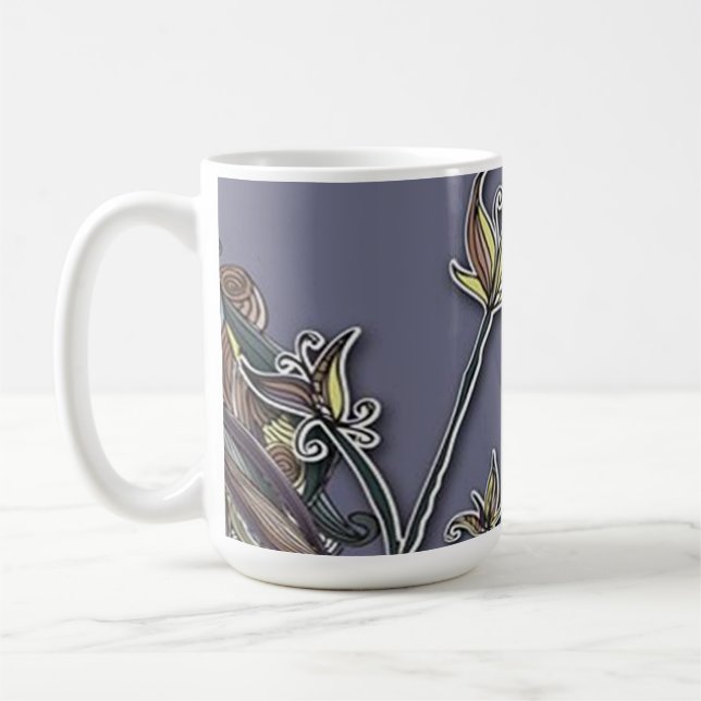 Caneca De Café Flores e Ondas Mug (Esquerda)