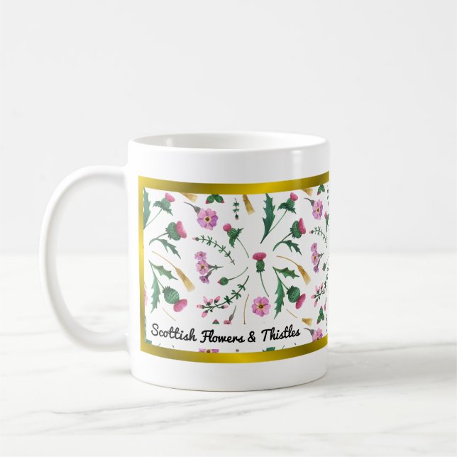 Caneca De Café Flores e palitos escoceses (Esquerda)