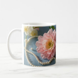 Caneca De Café Flores e pérolas de Elegante