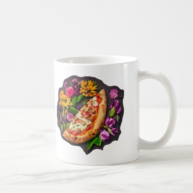 Caneca De Café Flores e pizza (Direita)