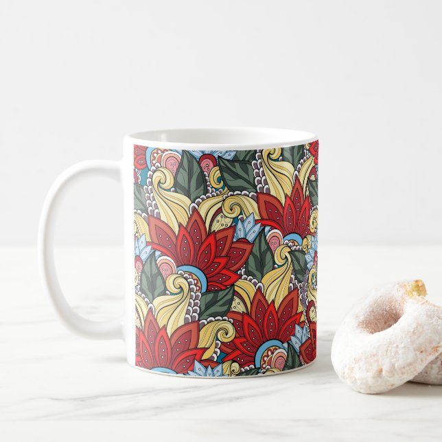 Caneca De Café Flores Elegantes E Femininas (Com Donut)