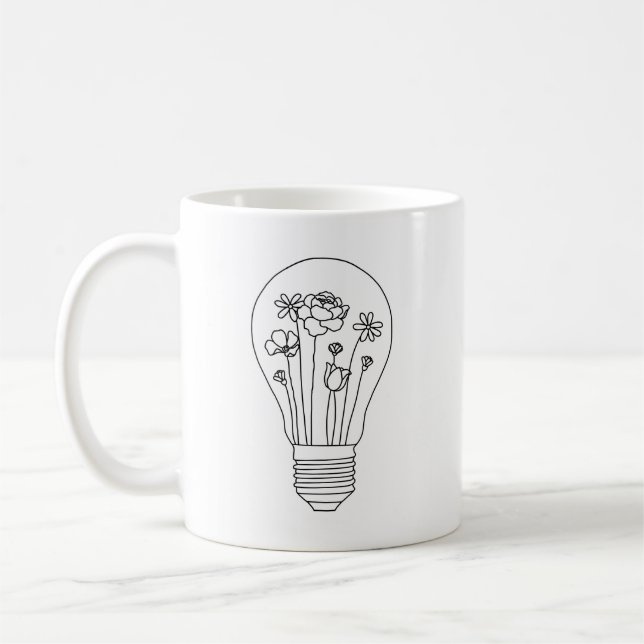 Caneca De Café Flores em Lâmpada Lâmpada de Café (Esquerda)