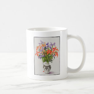 Caneca De Café Flores em um jarro preto e branco
