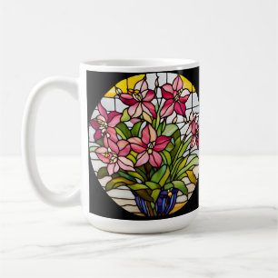 Caneca De Café Flores em Vidro Estreitado