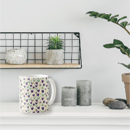 Caneca De Café Flores escandinavas simples e padrão de aves