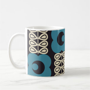 Caneca De Café Flores Estilizadas: Geométrica Moderna Vintage.