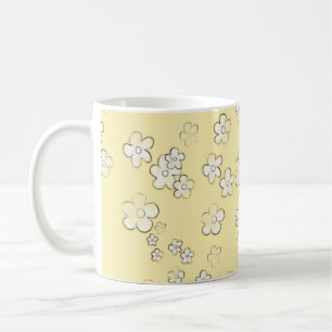 Caneca De Café Flores Felizes - Amarelo - Bonito
