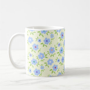 Caneca De Café Flores Felizes de Fundo Amarelo