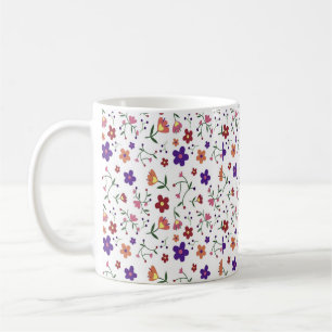 Caneca De Café Flores Florais Aquarela