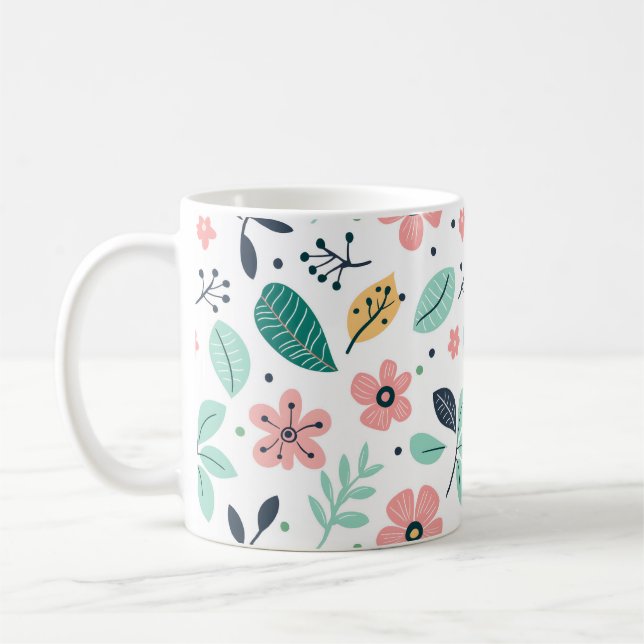 Caneca De Café Flores Florais De Boca primavera (Esquerda)