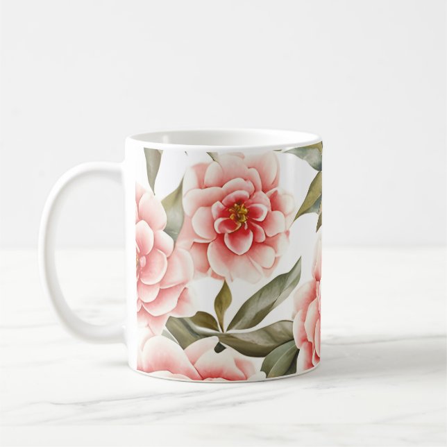 Caneca De Café Flores Florais de Camellia (Esquerda)