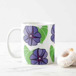 Caneca De Café Flores Florais de Ipoméia Azul