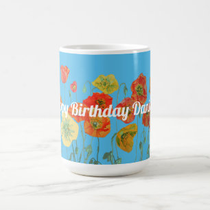 Caneca De Café Flores Florais Laranja Papeira Shabby Arte floral