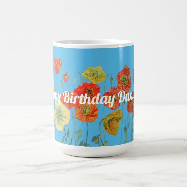 Caneca De Café Flores Florais Laranja Papeira Shabby Arte floral  (Centro)