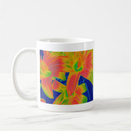 Caneca De Café flores fluorescentes