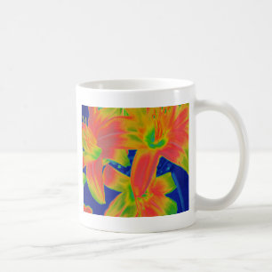 Caneca De Café flores fluorescentes
