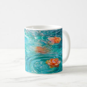 Caneca De Café Flores Flutuando na Água