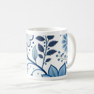 Caneca De Café Flores Folclóricas Escandinavas Azuis