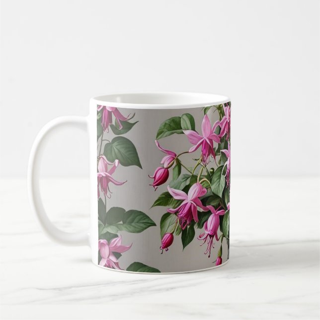 Caneca De Café Flores fuchsias em vaso (Esquerda)